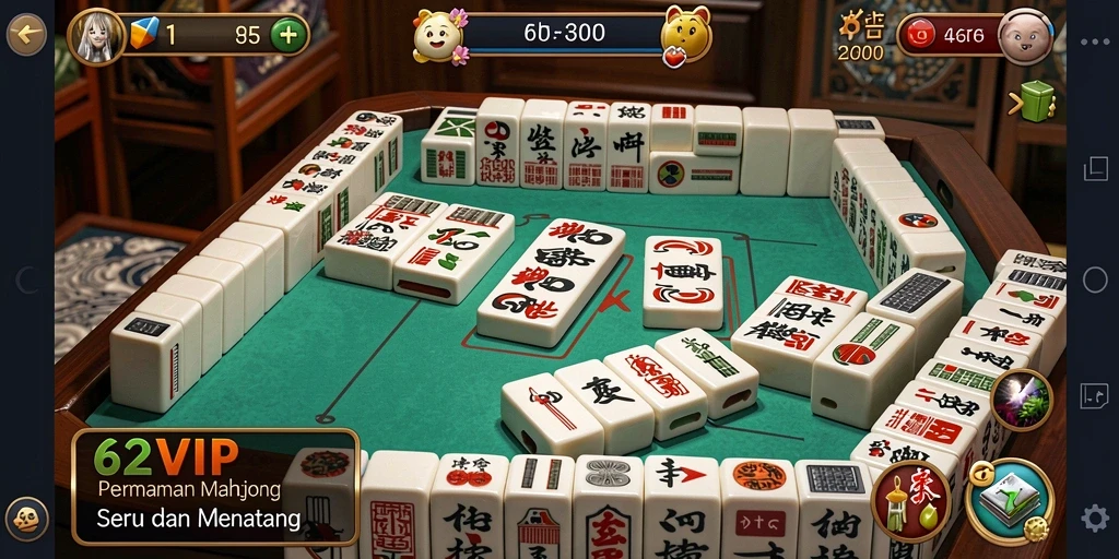 Tampilan gameplay Mahjong yang menarik dan seru di 62VIP.