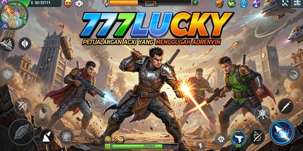 Tampilan aksi mendebarkan dari gameplay 777LUCKY di layar.