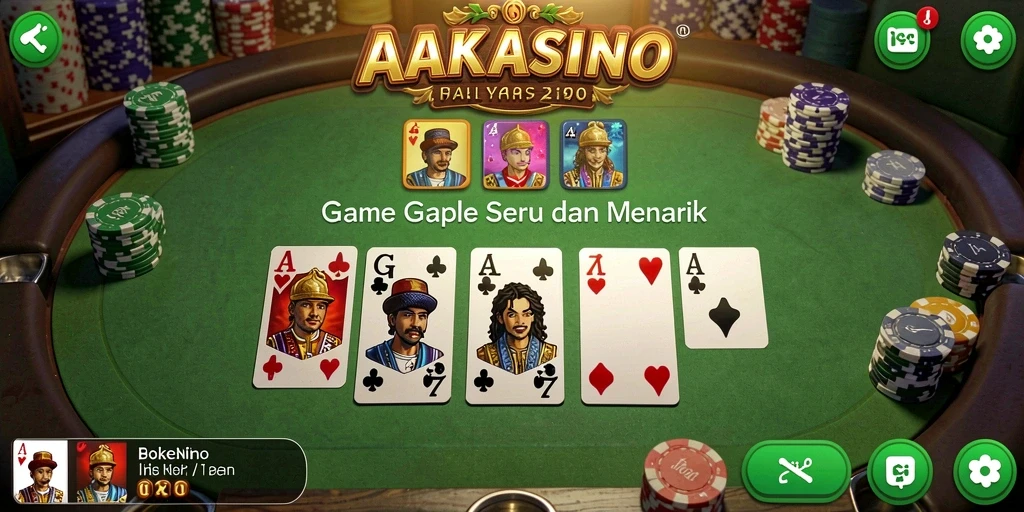 Tampilan menarik dan gameplay seru AAKASINO Game Gaple.