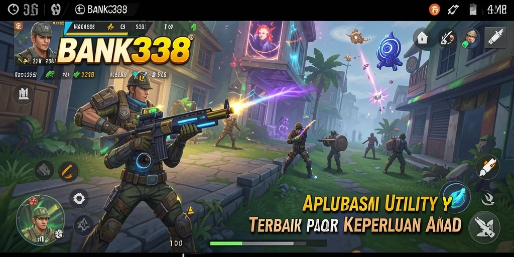 Tampilan utama BANK338 dengan fitur-fitur utilitas yang menarik.