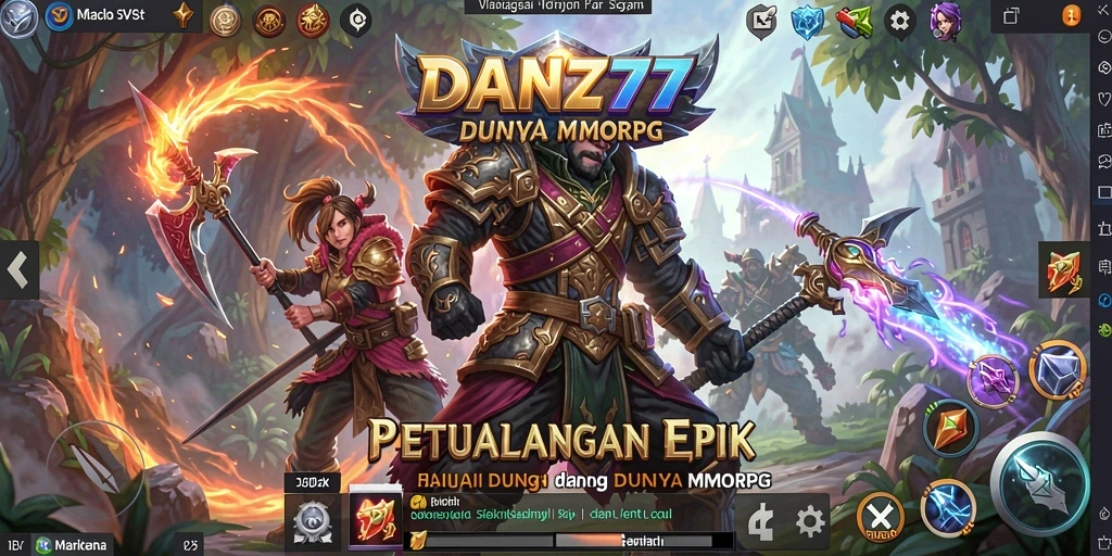 Screenshot gameplay dari DAN777 menampilkan pertempuran epik di dunia MMORPG.