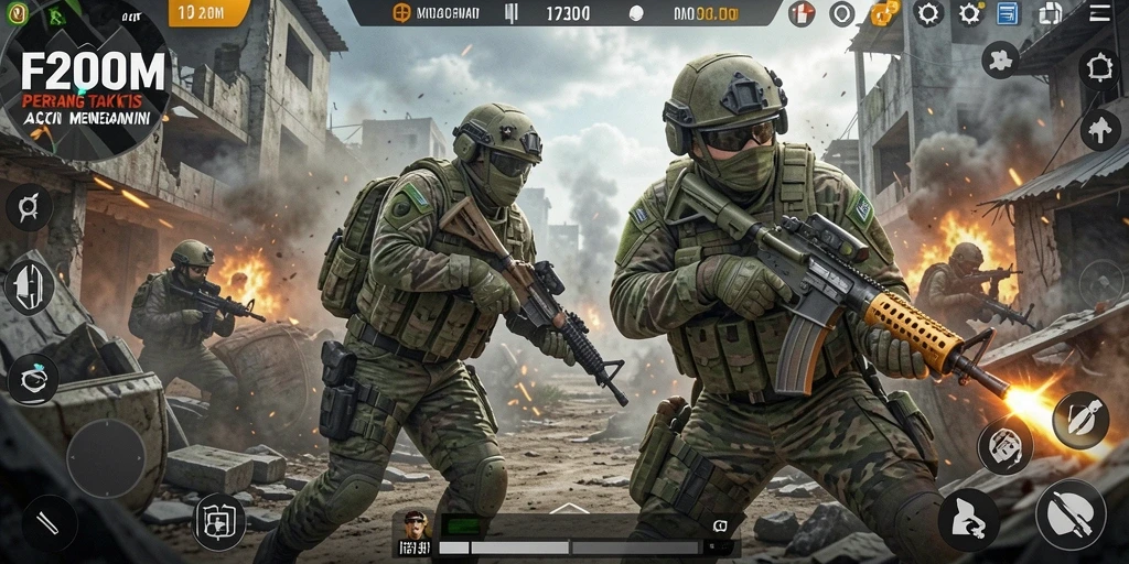 Gameplay seru dari F200M dengan aksi TPS mendebarkan.