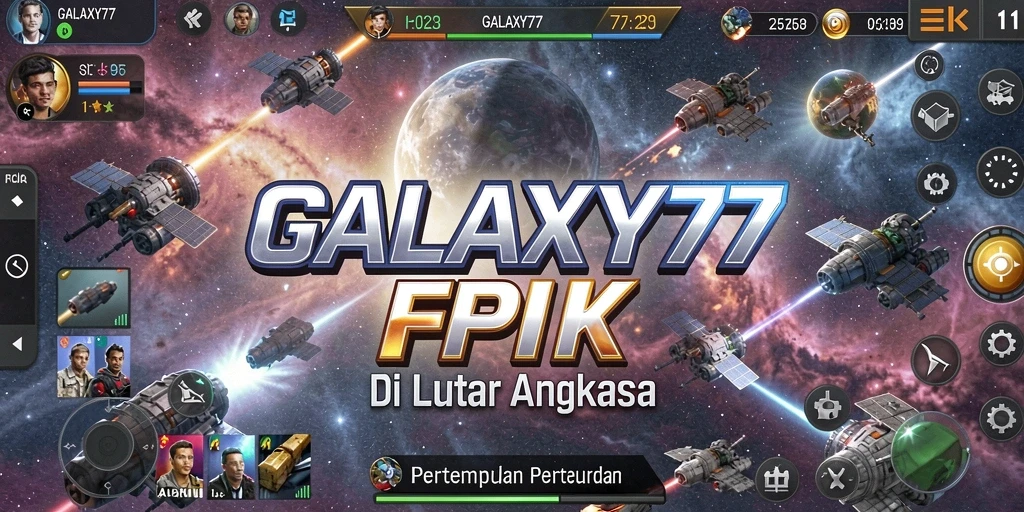 Tangkapan layar menampilkan aksi seru di GALAXY77, pertarungan luar angkasa yang intens.