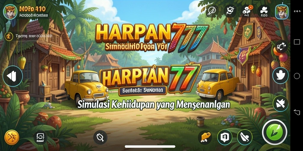 Tampilan gameplay <strong>HARAPAN777</strong> menunjukkan interaksi karakter yang hidup dan dinamis.