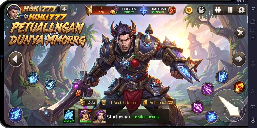 Screenshot gameplay HOKI777 menunjukkan petualangan seru di dunia fantasi.