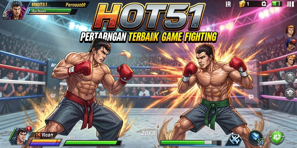 Tampilan gameplay HOT51 yang intens dan mengesankan dalam pertarungan Fighting.