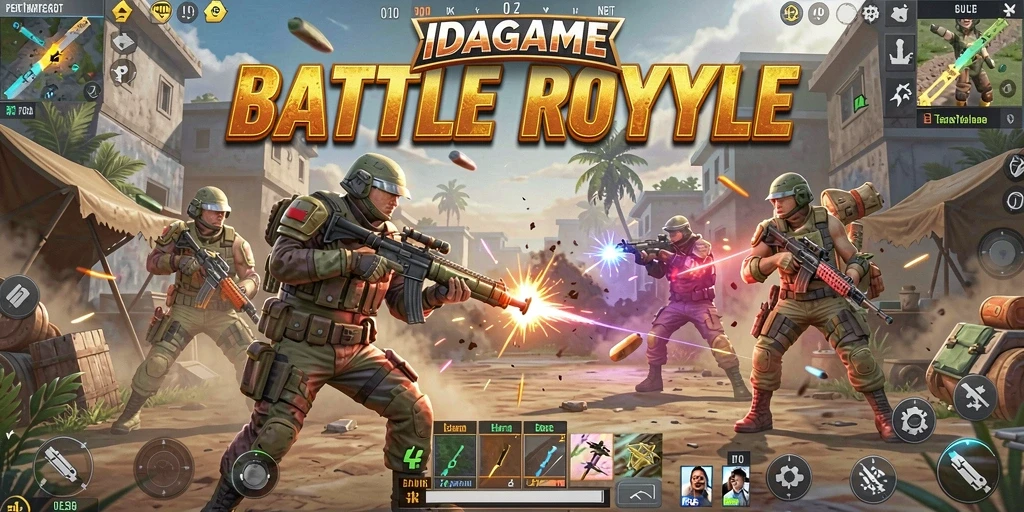 Tampilan gameplay seru dalam pertempuran Battle Royale IDAGAME.