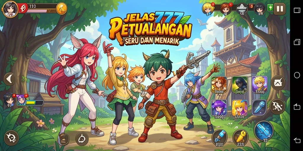 Tampilan gameplay JELAS777 yang penuh aksi dan karakter Anime yang menarik.