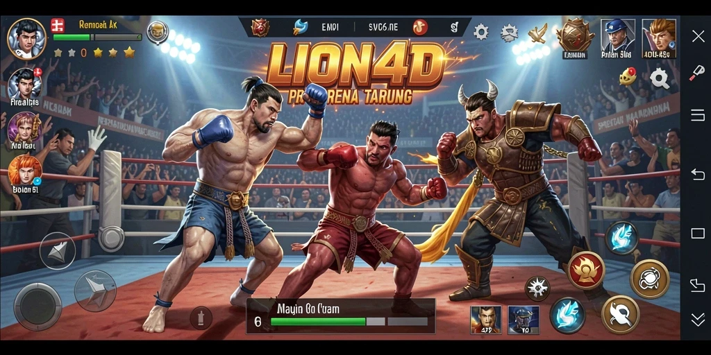 Tampilan gameplay LION4D yang penuh aksi dan pertarungan yang mendebarkan.