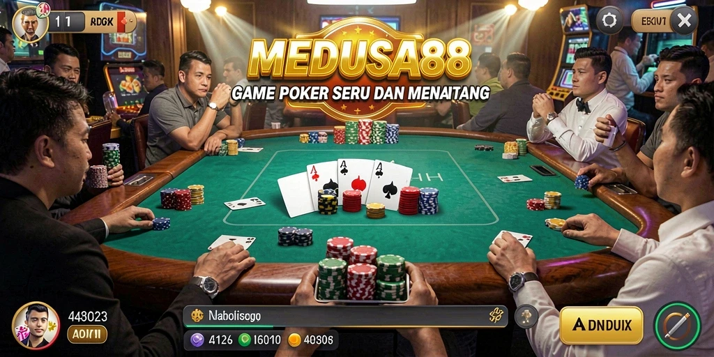 Tampilan gameplay poker menarik di MEDUSA88.