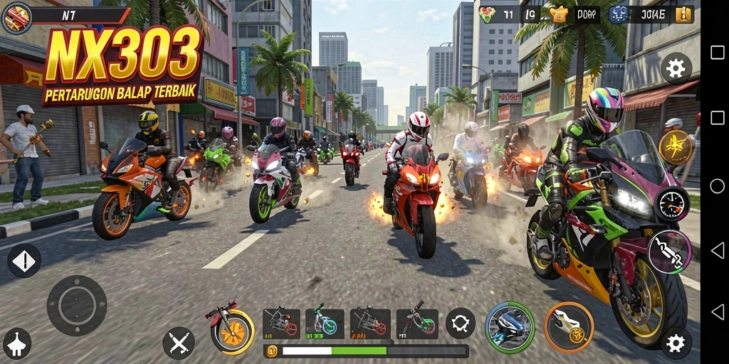 Gameplay seru balapan motor di NX303 yang mendebarkan.