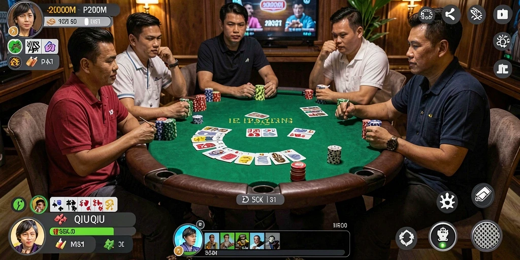 Gameplay menarik dari P200M menampilkan kartu QiuQiu yang seru.