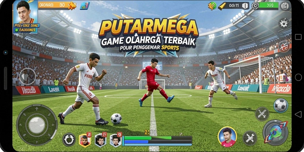 Gameplay seru PUTARMEGA yang menunjukkan aksi olahraga berkualitas tinggi.