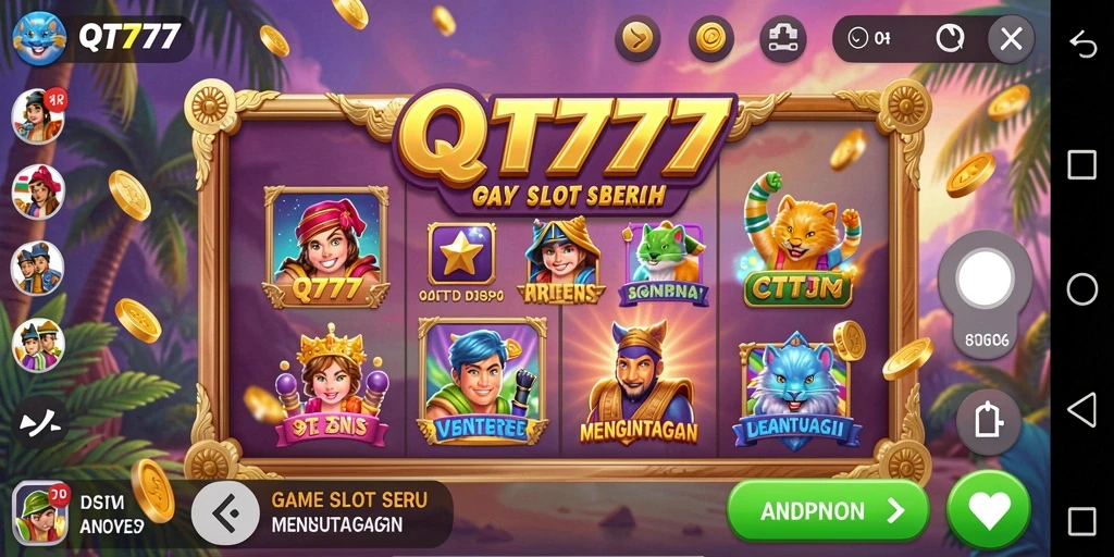 Screenshot menunjukkan gameplay menarik dari QT777 dengan variasi mesin slot