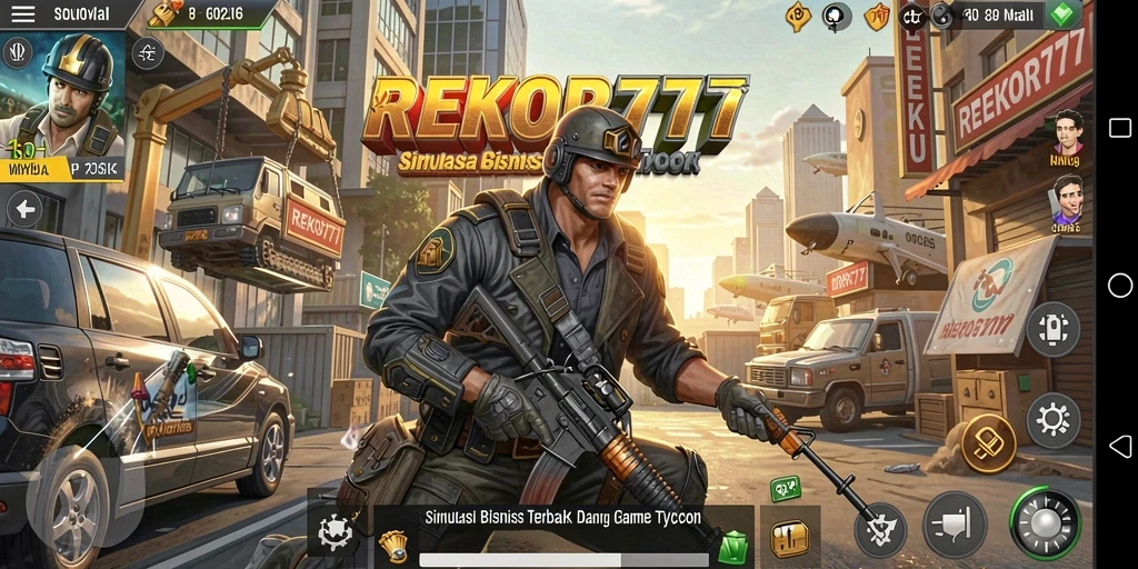 Tampilan gameplay menarik dari REKOR777 yang menunjukkan simulasi bisnis.