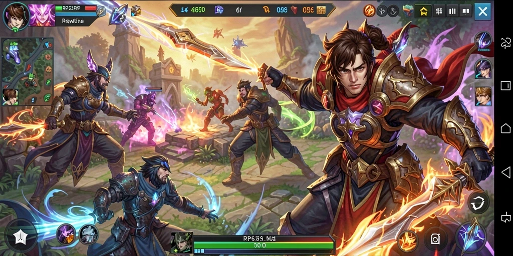 Screenshot gameplay RP62RP yang menampilkan aksi seru dalam pertempuran MOBA.