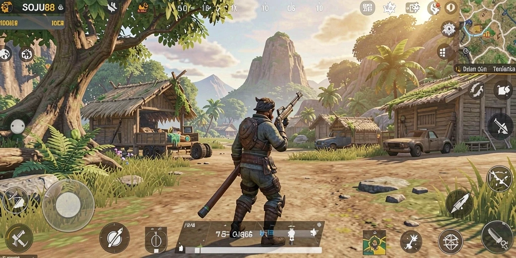 Screenshot SOJU88 menampilkan aksi seru dalam eksplorasi dunia terbuka.