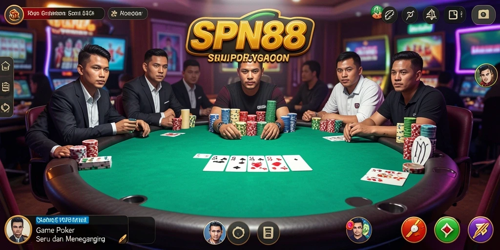 Tampilan gameplay Poker yang mendebarkan di SPN88.