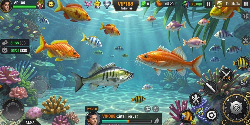 Screenshot utama VIP188 menampilkan aksi menembak ikan yang seru dan mendebarkan.