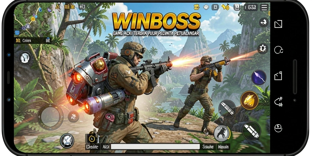 Tampilan gameplay mendebarkan yang menunjukkan aksi pertempuran di WINBOSS.